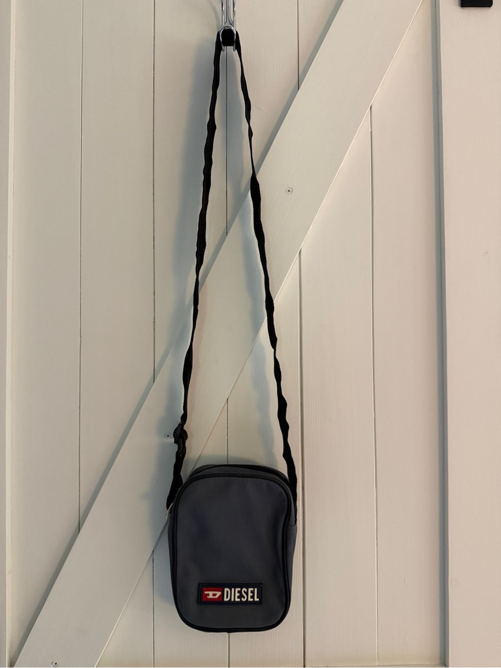 Diesel Small Crossbody Mini Bag in Dark Gray with Black Strap